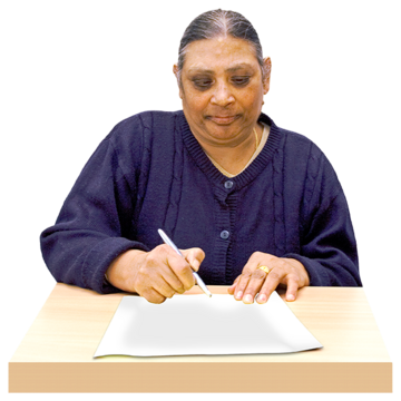 A woman writing a letter
