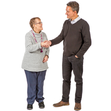 A man and woman shaking hands