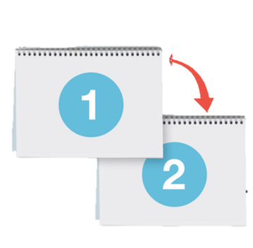 Two books each with a number on it. One is number 1, and the other is number 2