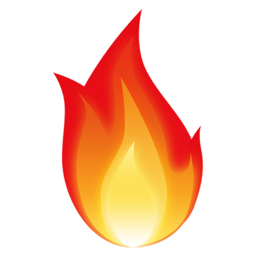 Graphic of a red, yellow and orange flame.