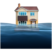 A house with water rising up to the door