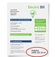 An electric bill with a red circle around a phone number.