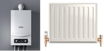 A boiler and a radiator.