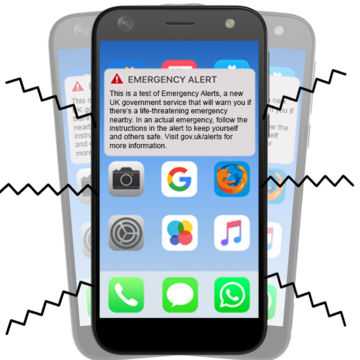 A mobile phone with lighter versions of the same phone and zig zag lines representing movement