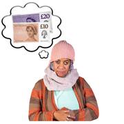 A lady looking worried and thinking about money