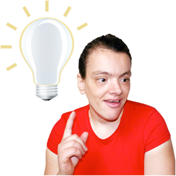 A woman having a light bulb moment.