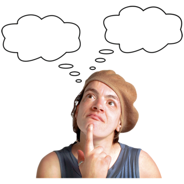 A woman having different thoughts about something