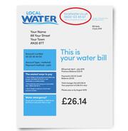 A water bill with a red circle around the contact details for the water company.