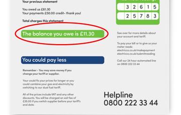 An electric bill with a red circle around a price.