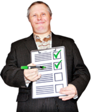 A man holding up a checklist