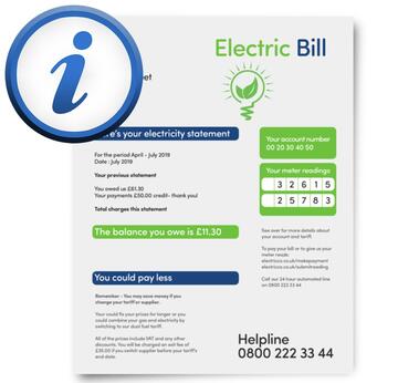 An information sign on an electric bill.