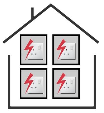 A house with squares of electricity inside.