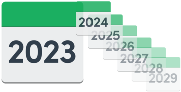 A list of years from 2023 to 2029