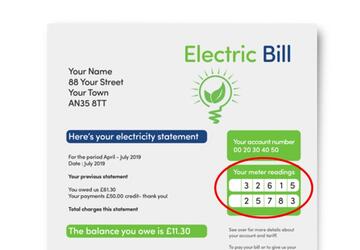An electric bill with a circle around some numbers.