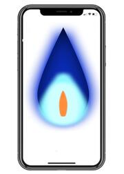 A mobile phone with a gas flame on the screen.