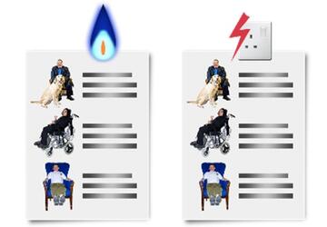 A list of people with a gas flame at the top and a list of people with an electric socket at the top.