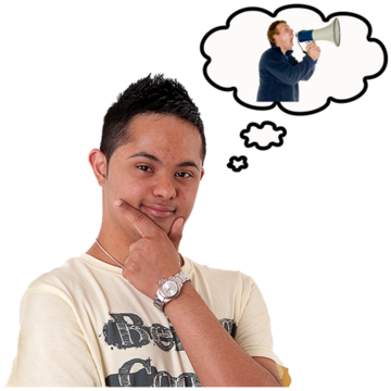 A young man with his hand on his chin thinking about what he wants to say