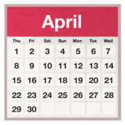 A calendar for the month of April.