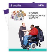 A man in an electric wheelchair with some money above him and the words personal independence payment.