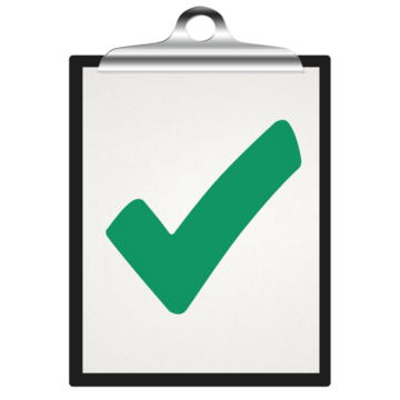 A clipboard with a green tick on it