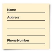 A picture of an unfilled form with entry fields for a name, address and a phone number.