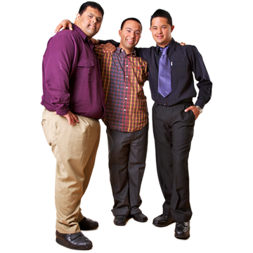 Three friends standing together.