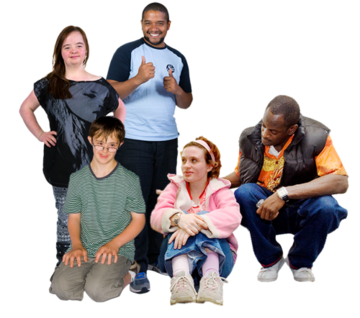 A young woman sitting on the floor being comforted by a friend who is introducing her to three new friends.