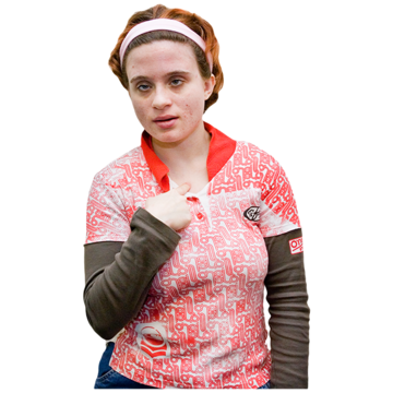 A woman pointing to herself