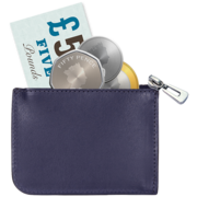 An open purse showing pound notes and coins going into it.