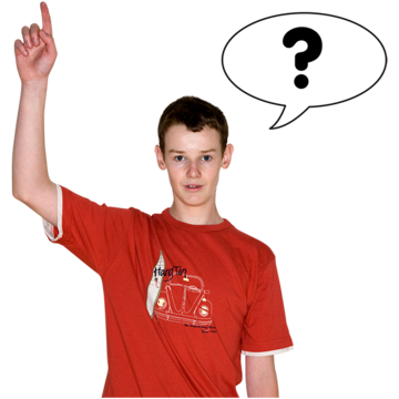 A man with his hand raised in the air to ask a question.