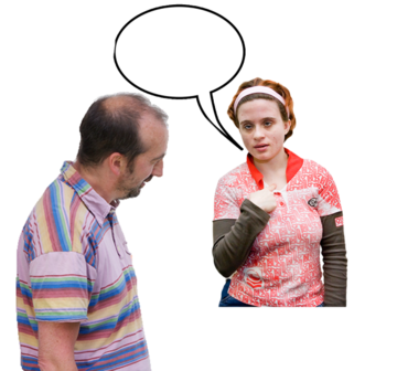 A woman telling a man what she wants to do