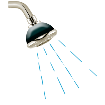 A shower head with water coming out of it