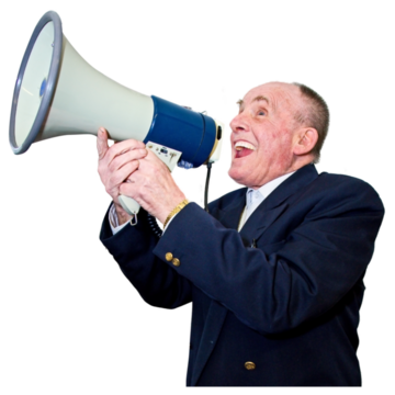 A man holding a megaphone.