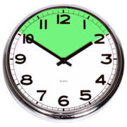 A clock partly highlighted in green.
