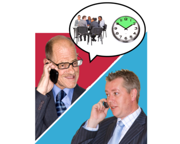 Two men on the phone to each other. One man is asking for a support worker at his interview and to be given time allowances. 