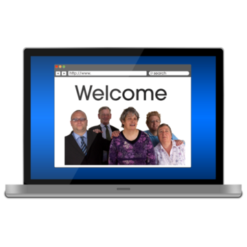 An open laptop showing a website home page