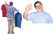 A man choosing between two shirts