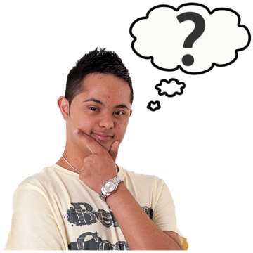 A man holding his hand to his chin with a thought bubble with a question mark inside above his head