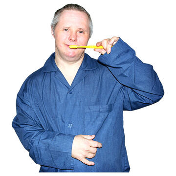 A man brushing his teeth.