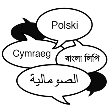 Speech bubbles in different languages