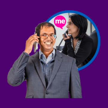 A man talking to a Mencap helpline adviser on the telephone
