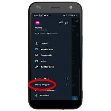 An android phone screen showing part of the process to mute words