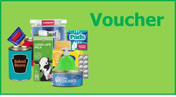 A voucher with pictures of food on it.