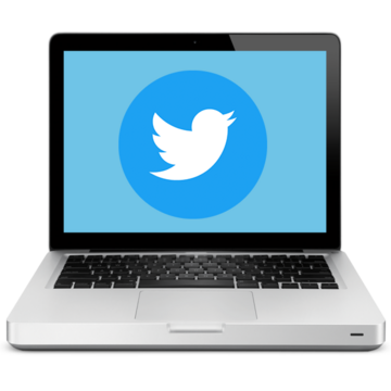 An open laptop showing the Twitter logo