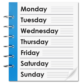 a diary showing the 7 days of the week