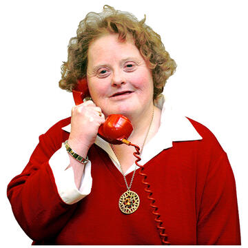A woman using a phone.