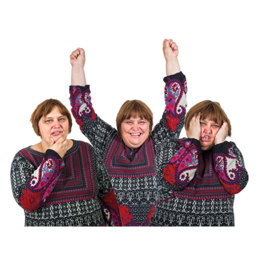 The same woman is pictured three different times showing 3 different moods