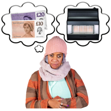 A woman is worrying about money and heating