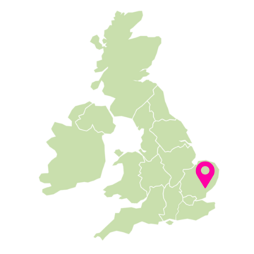 A map showing the location of Suffolk