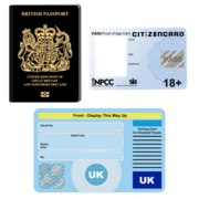 A passport, ID badge and a driving licence